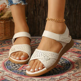 Summer Silver Thick Sole Sandals Women Comfortable Hollow Out Non Slip Platform Sandles Woman Hook Loop Soft Sole Casual Sandals