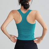 Women's One Piece Yoga Sports Vest Stretch I-Shaped Running Fitness Slimming Short Style Camisole Outerwear