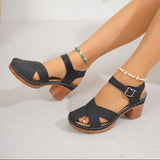Summer  Thick High Heels Sandals Women Fashion Hook Loop Platform Sandles Woman Plus Size Cross