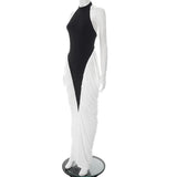 Talenza Elegant Evening Dress Women Fashion Slim Sleeveless Shrinking Clash Long Dress Vintage High Waisted Luxury Summer Dress