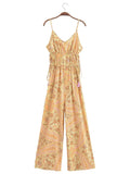 Paisley Print Bohemian Wide Leg Long Pants Jumpsuit Women Summer New Overalls Spaghetti Strap Loose Casual Boho Jumpsuit Tassel