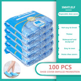 Portable Waterproof Boot Covers Plastic Non-slip Wear Disposable Shoe Covers Overshoes Rain Shoe Covers Mud-proof 1Pack/100 Pcs