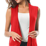 Women Sleeveless Cardigan Vest Summer Solid Color Open Front Draped Mid-length Asymmetric Hem Waistcoat Lightweight Coat