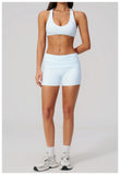 Women Two Piece Gym Yoga Sets Back Cross Sports Bra Pleate High Waist Short Fitness Suit Outdoor Running Camisole Tops Outfits