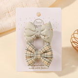 2Pcs/Set Cute Cotton Bowknot Hair Clips for Baby Girls Ins Style Hair Bows Plaid Boutique Hairgripes Kids Hair Accessories Gift
