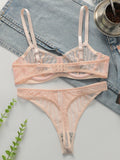 Women's Sexy Embroidered Lace Underwear With Steel Rims Push Up Breathable And Comfortable Close Fitting Underwear Set YS2864