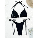 Diamond Rhinestones Halter Strappy Bikini Female Swimsuit Women Swimwear Two-Pieces Bikini Set Bather Bathing Suit Swim V5351