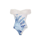 Women Sexy Bikini Set Swimsuit V Neck Solid Color Laser Cutting Flower Swimsuit Beachwear Luxury Summer Beachwear Dress