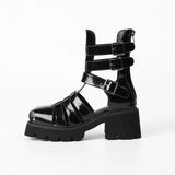 2025 Brand Fashion Women's Black Summer Gladiator Sandals Fashion Leisure Square Heels Casual Platform Shoes Big Size 43