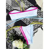 Splicing Wrap Around Bandage Halter Bikini Female Swimsuit Women Swimwear Two-Pieces Bikini Set Bather Bathing Suit Swim V3882