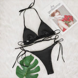 DEKA Rhinestone Beige Bikini Set Women Luxury Drill Halter Black Lace Up Micro Swimsuit Brazilian Bathing Suit Triangle Swimwear