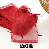 50pcs 7x9cm 9x12cm 10x15cm Sheer Organza Bags Wedding Party Candy Chocolate Bags Gift Pouches Jewelry Storage Drawstring Bags