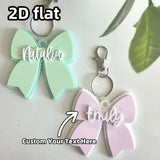 Single Acrylic Bow Keychain, Personalized Scalloped Bow Name Tag, Custom Name Plate, Pretty Bow Bag Charm – 1 Piece