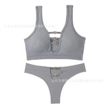 Sexy seamless underwear set push-up bra vest sports breathable push-up set
