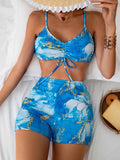 Strappy Bikini 2026 Women High Waist Swimsuit Tie Dye Drawstring Swimwear Female Bathers Bathing Swimming Swim Suit Beachwear