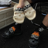 New Personalized Skull Design Men Slippers 2024 Summer Outdoor Fun Slides Thick Bottom of Beach Non-slip Leisure Women Sandals