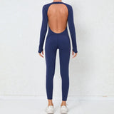 Women's Seamless Yoga Jumpsuits Backless Sexy Long-Sleeved One-Piece Butt-Lifting Gym Nude Feel Workout Gym Training Bodysuits