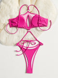 2026 New Solid Color One-piece Suit Swimwear Women Sexy Hollow Out Backless Swimsuit Bodysuit Cross Bandage Bikini Beachwear