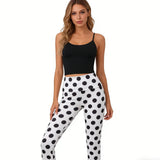 Women's Summer Low Waisted Capri Pants Slim Fit Dot Print Cropped Leggings for Casual Occasions Work