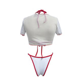 S -XL 13 Color Printed Three-piece Bikini set Short Sleeve Bikini Female Swimsuit Women Swimwear Bather Bathing Suit Swim V6854G