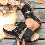 Vinatge Hollow Out Platform Sandals Women Lightweight Plus Size Wedges Sandles Woman Comfortable Thick Sole Casual Sandalias 43