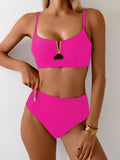 Sexy Black Metal V Wire Bikini Set 2026 Women Hollow Out Push Up Bra High Waist Swimsuit Beach Bathing Suit Two Piece Swimwear