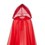 Halloween Ghost Cosplay Costume Cloak Adult Hooded Lace-up Full-Length Sheer Cape with Oversized Hood