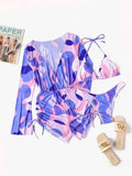 3 Pieces Triangle Halter String Bikini Long Sleeve Swimsuit Women Swimwear Female Bathers Bathing Swimming Swim Suit