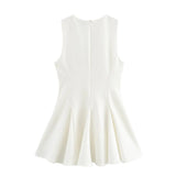 Foridol Bowknot Pleated Short Dress for Women O Neck Sleeveless Tank Mini Party Dresses Summer Spring 2025 New in Casual Vestido