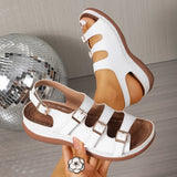 Gold Buckle Decor Thick Sole Sandals Women Summer Lightweight Platform Sandles Woman Plus Size 42 Wedges Gladiator Sandalias