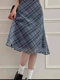 Sweet Skirts Chic Plaid Mini Skirt High Waist A-Line Korean Sle Commute Spring New Arrival Women's Fashion Mid-Length Skirts I3G