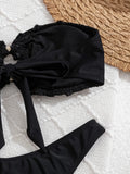 DEKA Brazilian Bandeau Bikini Set Swimwear Women 3D Flowers Swimsuit Bathing Suit Female Summer Beach Wear Biquini