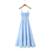 Women's Fashion All-Cotton Strap Long Dress Women's Satin Dress Lace Trim Elegant Evening Wear Dress For Woman Sleeveless GNTG