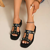 2026 New High-heeled Slippers with Large Rivets for Women's Fashion, Casual, Sexy, Open Toed Sandals