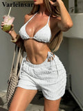 4 Colors Sexy Halter Bikini Female Swimsuit Three-pieces Bikini set With Shorts Women Swimwear Bather Bathing Suit Swim V7843W