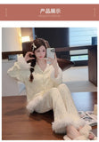 Fashionable Home Pajamas Three-piece Set Island Velvet Pajamas Spring and Autumn Suspenders Sexy Homewear Casual Suit