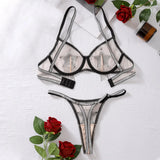Sexy mesh see-through shapewear sexy split underwear set