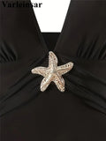 S - XL New With Skirt Deep V Neck Halter One Piece Swimsuit Women Swimwear Female Starfish Padded Bather Bathing Suit Swim V7977