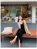 Women’s Sandals Cowhide Shoes Thick Platform Heel Sandals Elegant Lady Summer Apricot High Heel Peep Toe Buckle Sandals