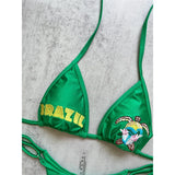 Brazil Letter Printed Halter Bikini Women Swimwear Female Swimsuit Two-Pieces Bikini Set Padded Bather Bathing Suit Swim V8352
