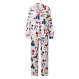 Women Christmas Two Pieces Pajama Set Bow/Dog/Snowman Print Long Sleeve Shirt with Pants Sleepwear Loungewear