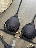 New Sexy Bikini Solid Color Lace-up Split Two-piece Swimsuit for Women