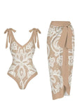2026 String One Piece Swimsuit & Vent Skirt Padded Sexy Swimwear Women Bathing Suit Female Swimming Summer Beachwear Bodysuit