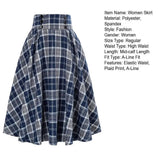 High Waist A-Line Skirt Women Midi Skirt Plaid Print Large Hem Design Autumn Winter Skirt Streetwear