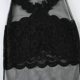 FDYOUI Sexy Lace Patchwork Mesh Long Dress Women Spaghetti Strap See-through Evening Party Dresses White Black Night Club Outfit