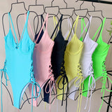 DEKA Underwire Swimwear Women Lace Up One Piece Swimsuit Bandage Female Backless Monokini Bather Bathing Suit Swim Lady