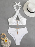 Halter Cut Out High Waist Bikini Female Swimsuit Women Bandeau Swimwear Two-pieces Bikini set Bather Bathing Suit Swim Beachwear