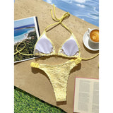2026 Flower Printed Halter Bikini Women Swimwear Female Swimsuit Two-Pieces Bikini Set Brazilian Bather Bathing Suit Swim V8270