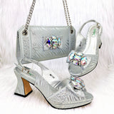 Doershow nice African Shoes And Bag Matching Set With gold Hot Selling Women Italian Shoes And Bag Set For Wedding HRF1-9