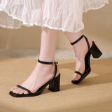 Open-toe Sandals Women 2026 Summer New Buckle Fashion Solid Color Female Shoes  Chunky High Heel